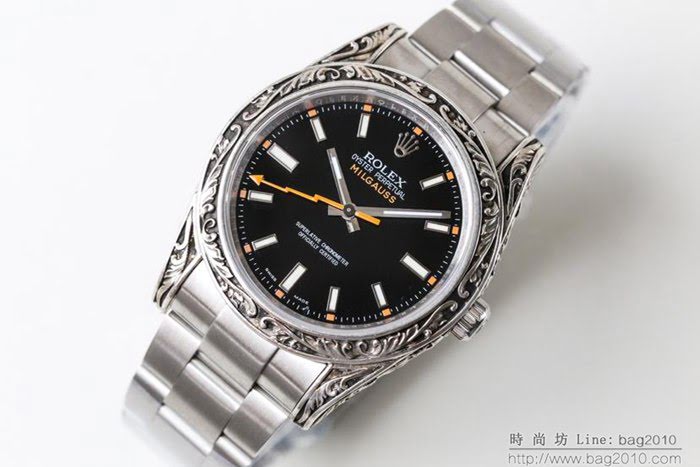 ROLEX勞力士 新品上市 N9最新力作 雕刻手工 純銀殼套 瑞士ETA2824自動上旋機芯 超強防水 鱷魚皮錶帶 高檔男士腕表  wssb4773